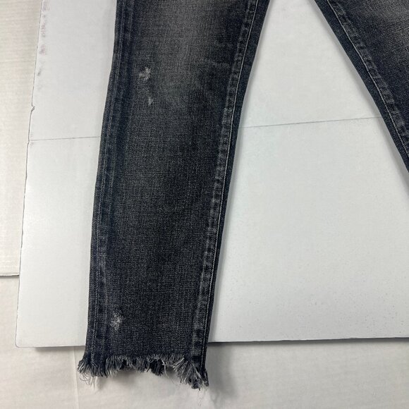 Moussy Vintage Jeans Women's 30x26* Mid Rise Skinny Crop Black Distressed Denim - Picture 5 of 16